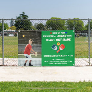 Custom Pickleball Coaching Class Lessons Green Banner
