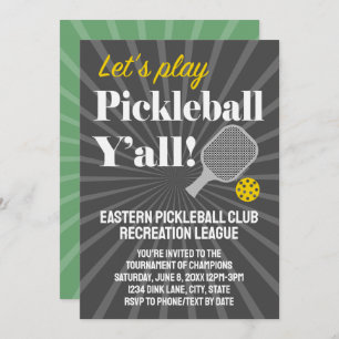 Custom Pickleball Invitations Tournament Team Club