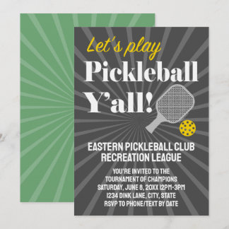 Custom Pickleball Invitations Tournament Team Club