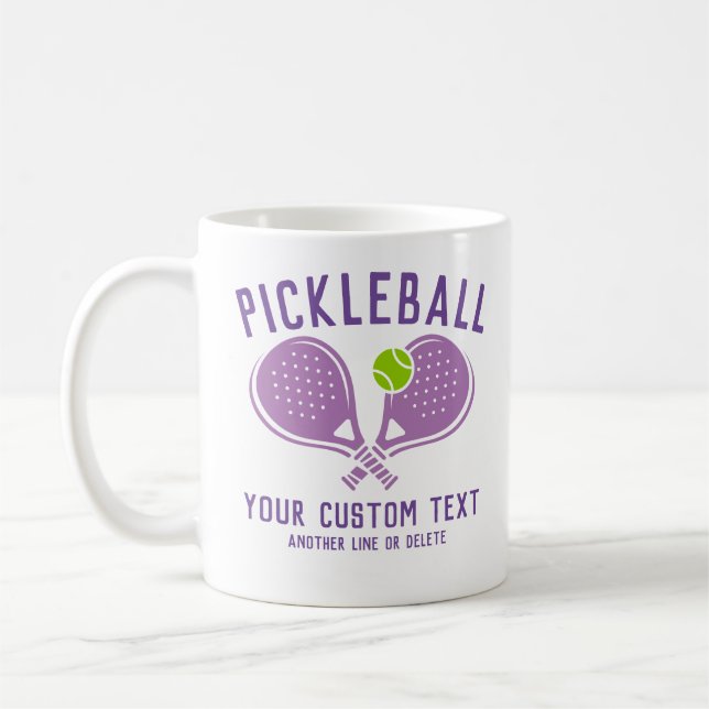 Custom Pickleball Lover's Team Club Paddle & Ball Coffee Mug (Left)