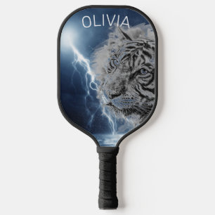 CUSTOM PICKLEBALL PADDLE TIGER WITH STORM CLOUDS
