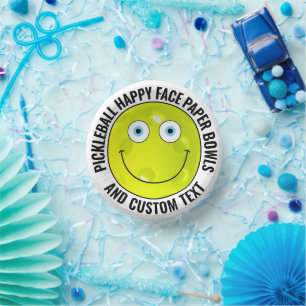 Custom Pickleball Party BLUE EYES Happy Face 7" Paper Plate