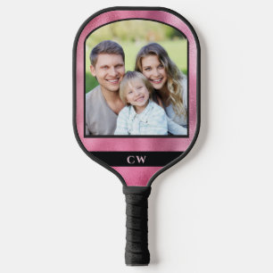 Custom Pickleball Pink Player Photo Monogrammed  Paddle