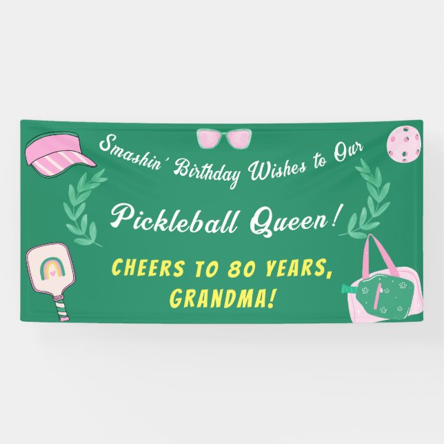 Custom Pickleball Queen Birthday Banner (Horizontal)