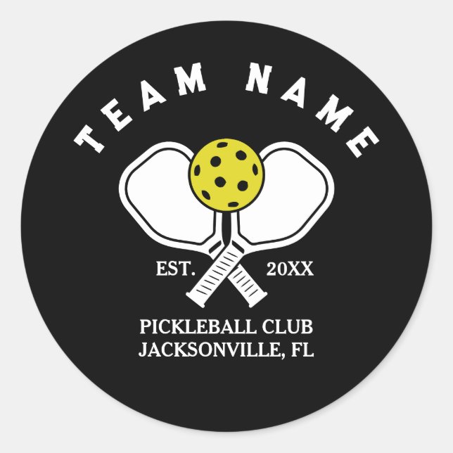 Custom Pickleball Team Keychain – Club Name Gift Classic Round Sticker (Front)