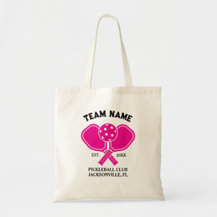 Custom Pickleball Team Name – Pink Paddle Design Tote Bag