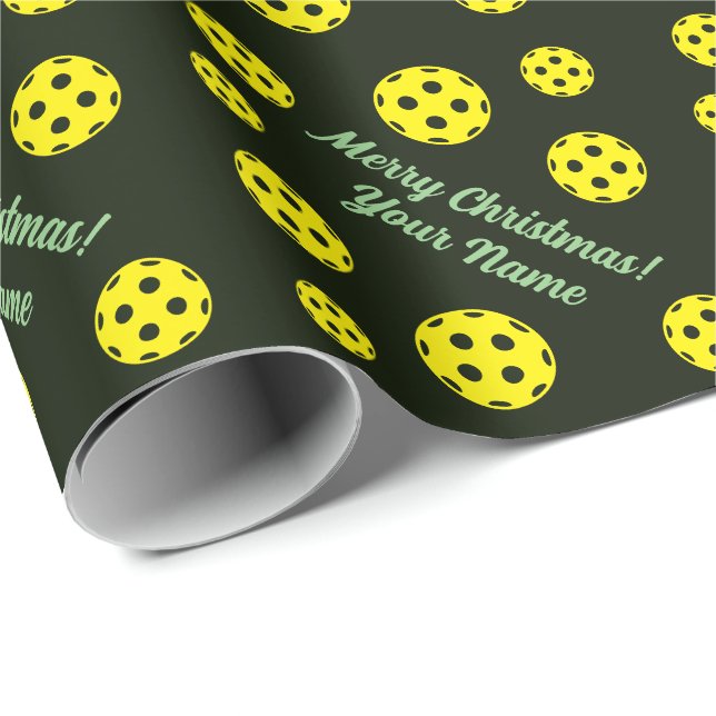 Custom pickleball theme Christmas wrapping paper (Roll Corner)