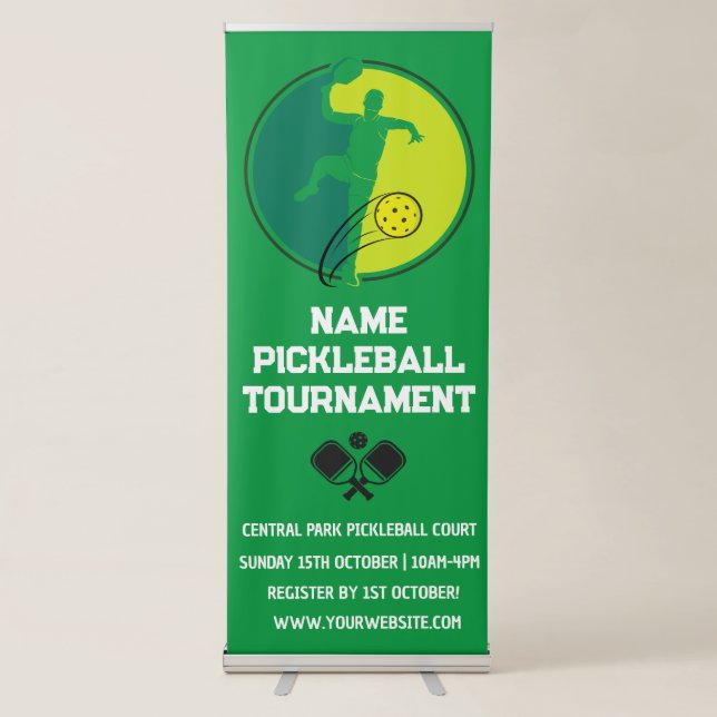 Custom Pickleball Tournament Championship Green Retractable Banner (Front)