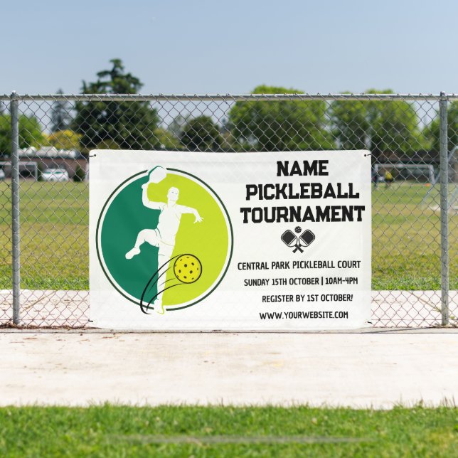 Custom Pickleball Tournament Championship White Banner (Insitu)