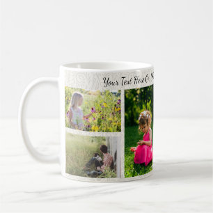 Custom Pics/Text  Elegant Minimalist Grey Floral Coffee Mug