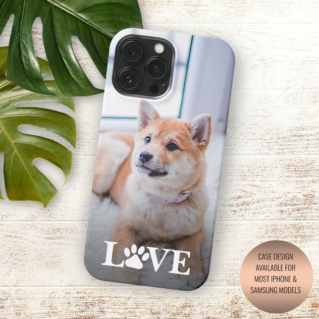 Custom Picture Love Heart Paw Print Quote Text iPhone Case (Creator Uploaded)