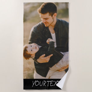 Custom Picture Personalised Photo with Text  Beach Towel
