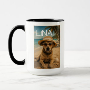 Custom Picture & Text Retro Beach Poster Mug