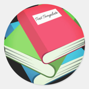 Custom Pile Of Books Emoji Classic Round Sticker