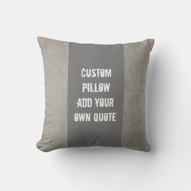 custom pillow add your own quote on grey stripes (Front)