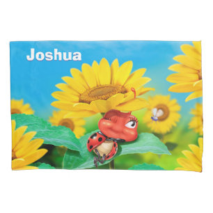 Custom Pillowcase Ladybug & Sunflowers