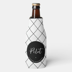 Custom Pilot Aviation School Graduation Elegant Bottle Cooler