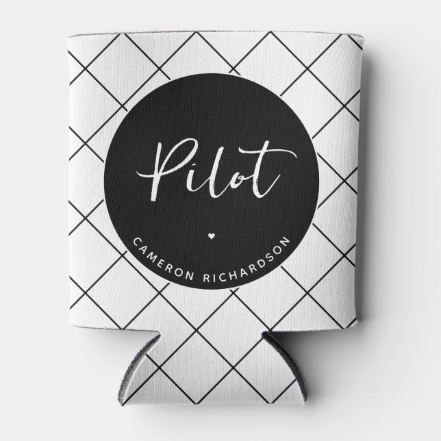 Custom Pilot Aviation School Graduation Elegant Can Cooler (Front)