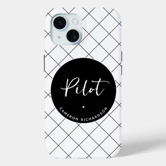 Custom Pilot Aviation School Graduation Elegant Case-Mate iPhone Case (Back)