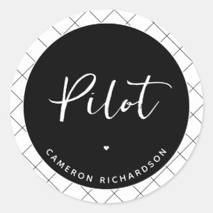 Custom Pilot Aviation School Graduation Elegant Classic Round Sticker