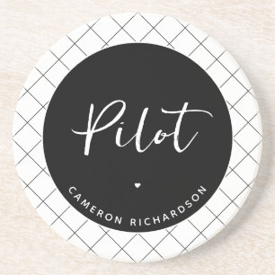 Custom Pilot Aviation School Graduation Elegant Coaster