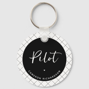 Custom Pilot Aviation School Graduation Elegant Key Ring
