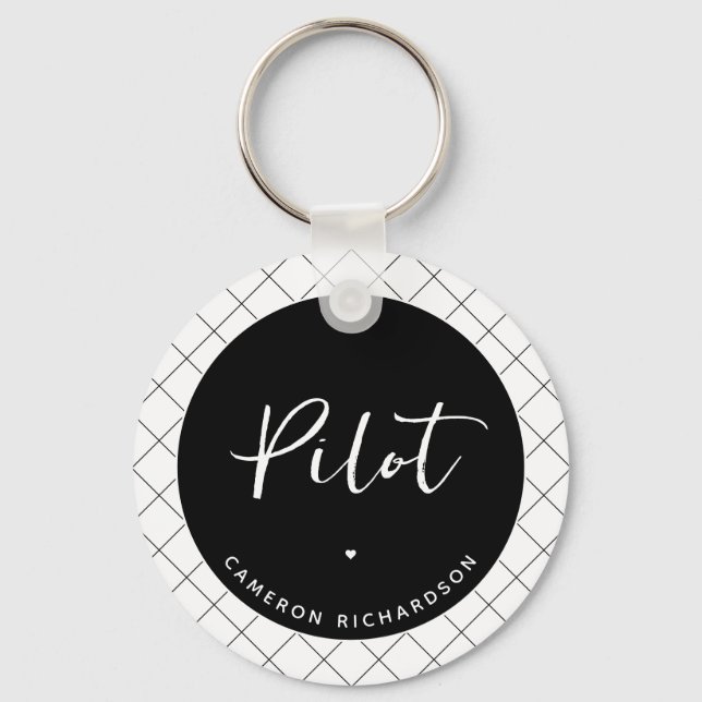 Custom Pilot Aviation School Graduation Elegant Key Ring (Front)