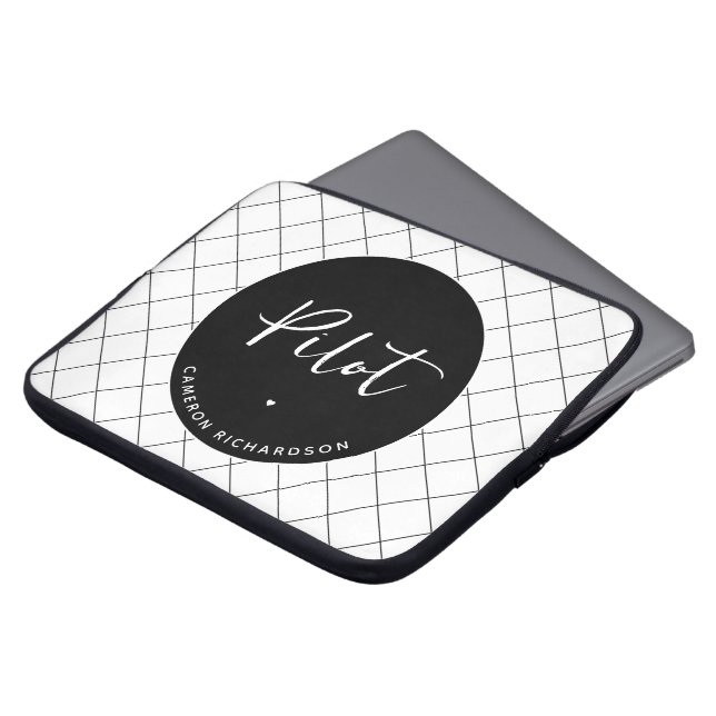 Custom Pilot Aviation School Graduation Elegant Laptop Sleeve (Front Top)
