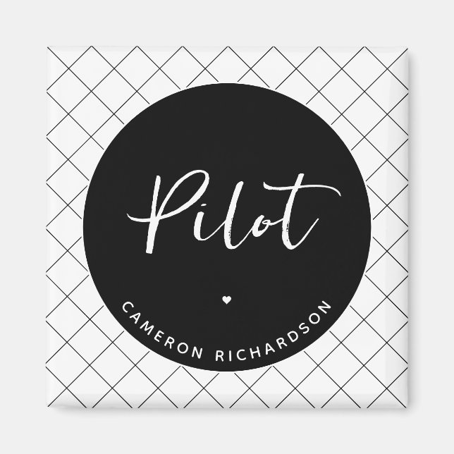 Custom Pilot Aviation School Graduation Elegant Magnet (Front)