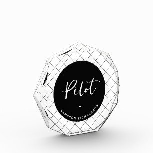 Custom Pilot Aviation School Graduation Elegant Photo Block