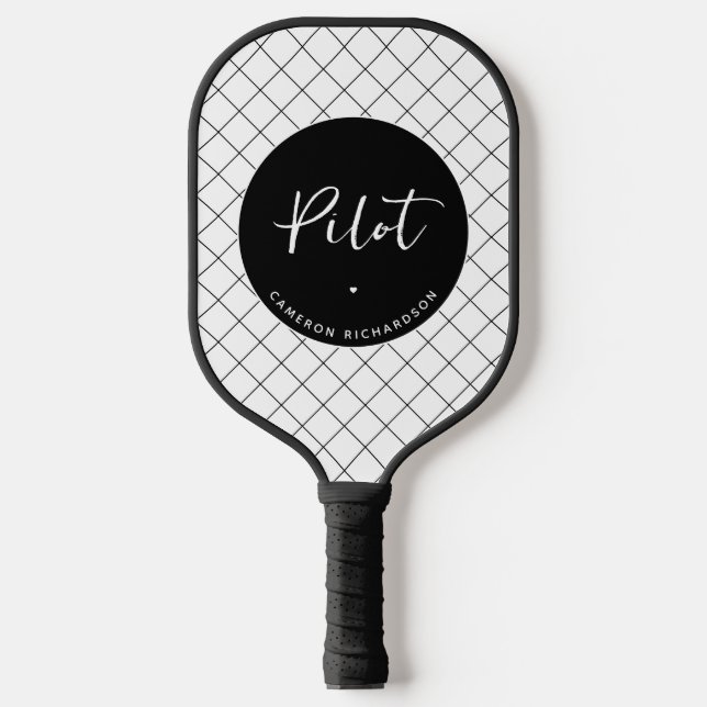 Custom Pilot Aviation School Graduation Elegant Pickleball Paddle (Front)
