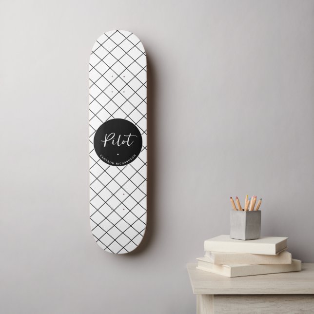 Custom Pilot Aviation School Graduation Elegant Skateboard (Wall Art)