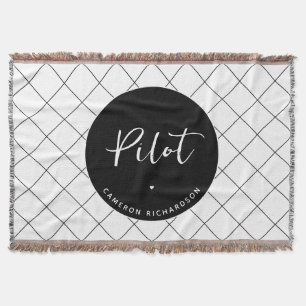 Custom Pilot Aviation School Graduation Elegant Throw Blanket