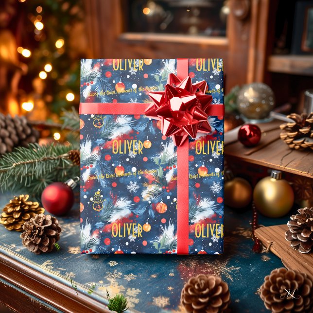 Custom Pine and Ornaments Christmas Wrapping Paper (Creator Uploaded)