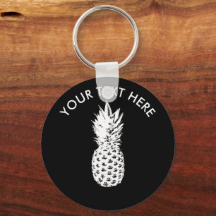 Custom pineapple fruit round button keychain