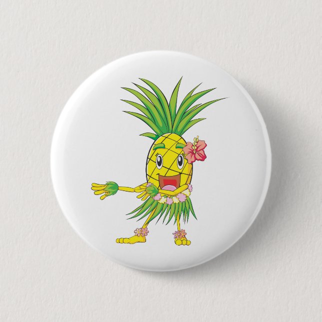 Custom Pineapple Hula Dancer Dancing 6 Cm Round Badge (Front)