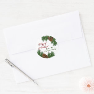 Custom Pinecones Pine Needles Branches Wreath Classic Round Sticker