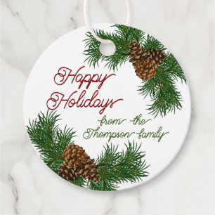 Custom Pinecones Pine Needles Branches Wreath Favour Tags