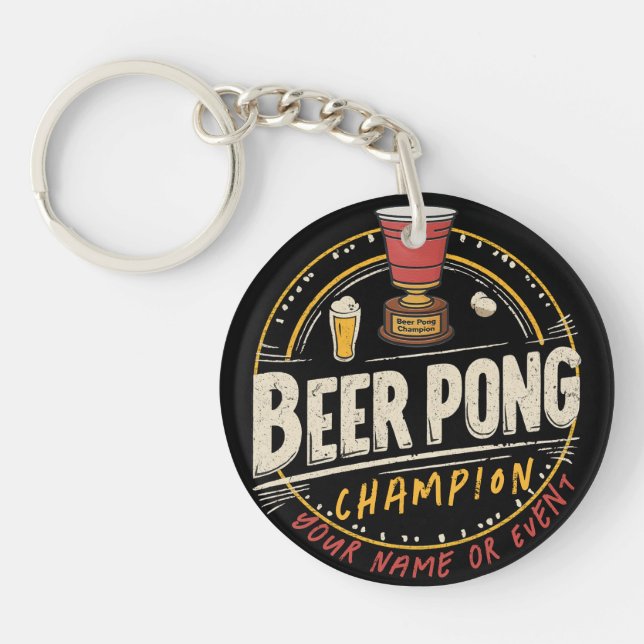 Custom Ping Pong Beer League Key Ring (Front)