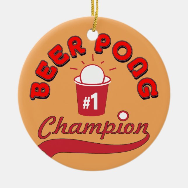 Custom Ping Pong Official League Ball Ceramic Tree Decoration (Front)