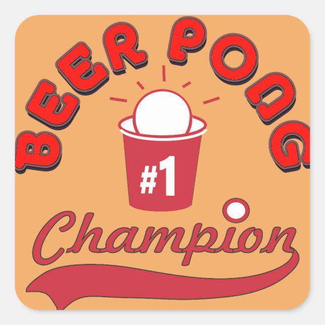 Custom Ping Pong Official League Ball Square Sticker (Front)