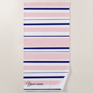Custom pink and blue navy beach towel