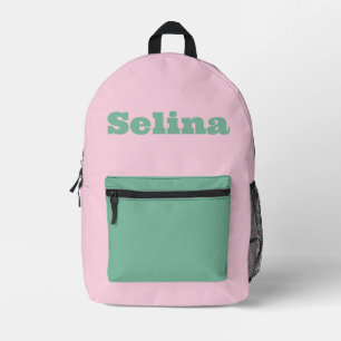 Custom Pink and Mint Green Printed Backpack
