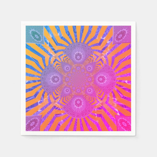 Custom Pink and Purple Lovely Motif Napkins (Front)