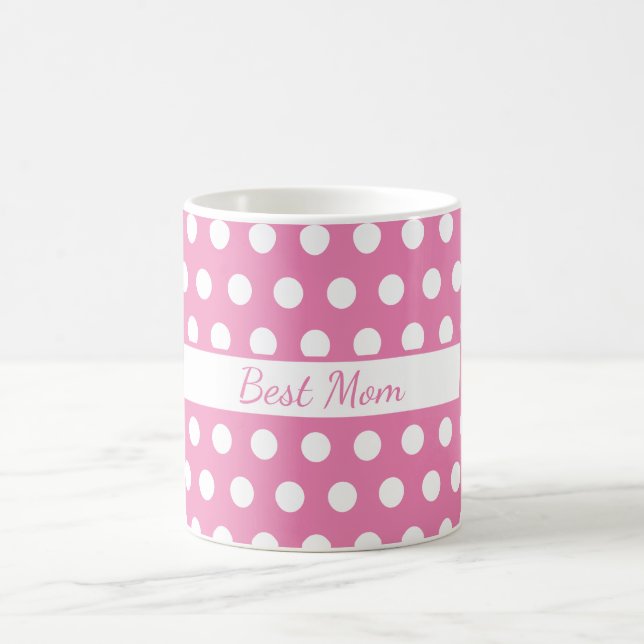 Custom Pink and White Polka Dot Mug (Center)