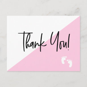 Custom Pink Baby feet baby shower thank you Postcard