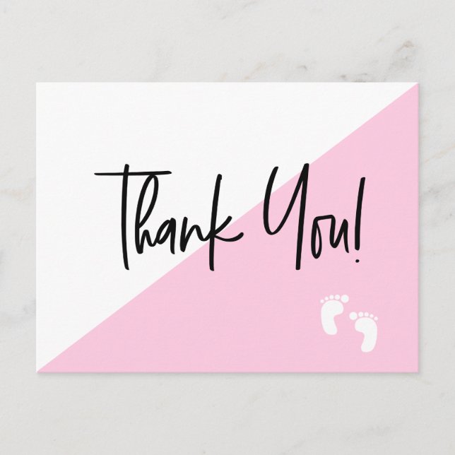 Custom Pink Baby feet baby shower thank you Postcard (Front)