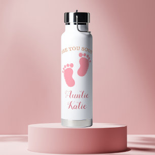 Custom Pink Baby Name See You Soon Water Bottle
