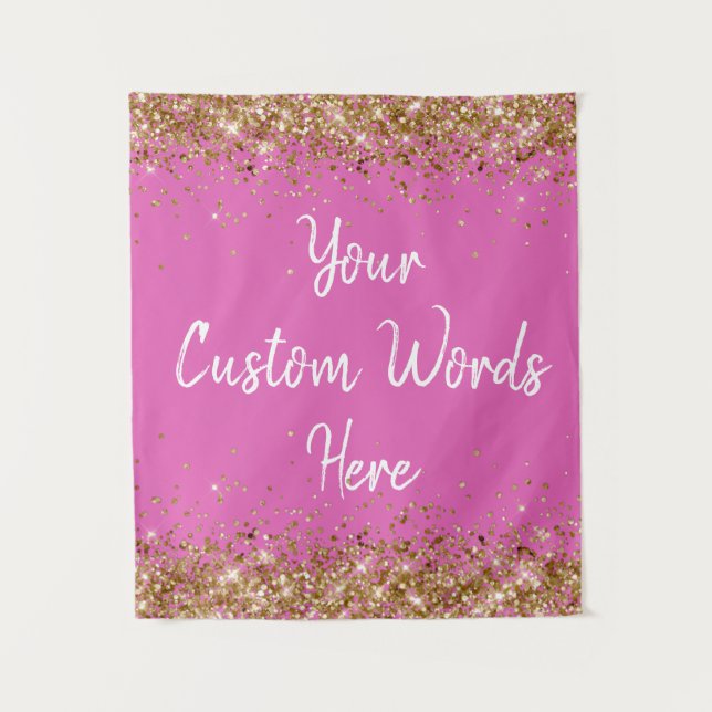 Custom Pink Backdrop Birthday Party Her Photobooth Tapestry (Front)