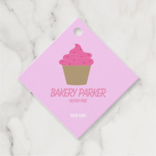 Custom pink bakery business cupcakes Tags